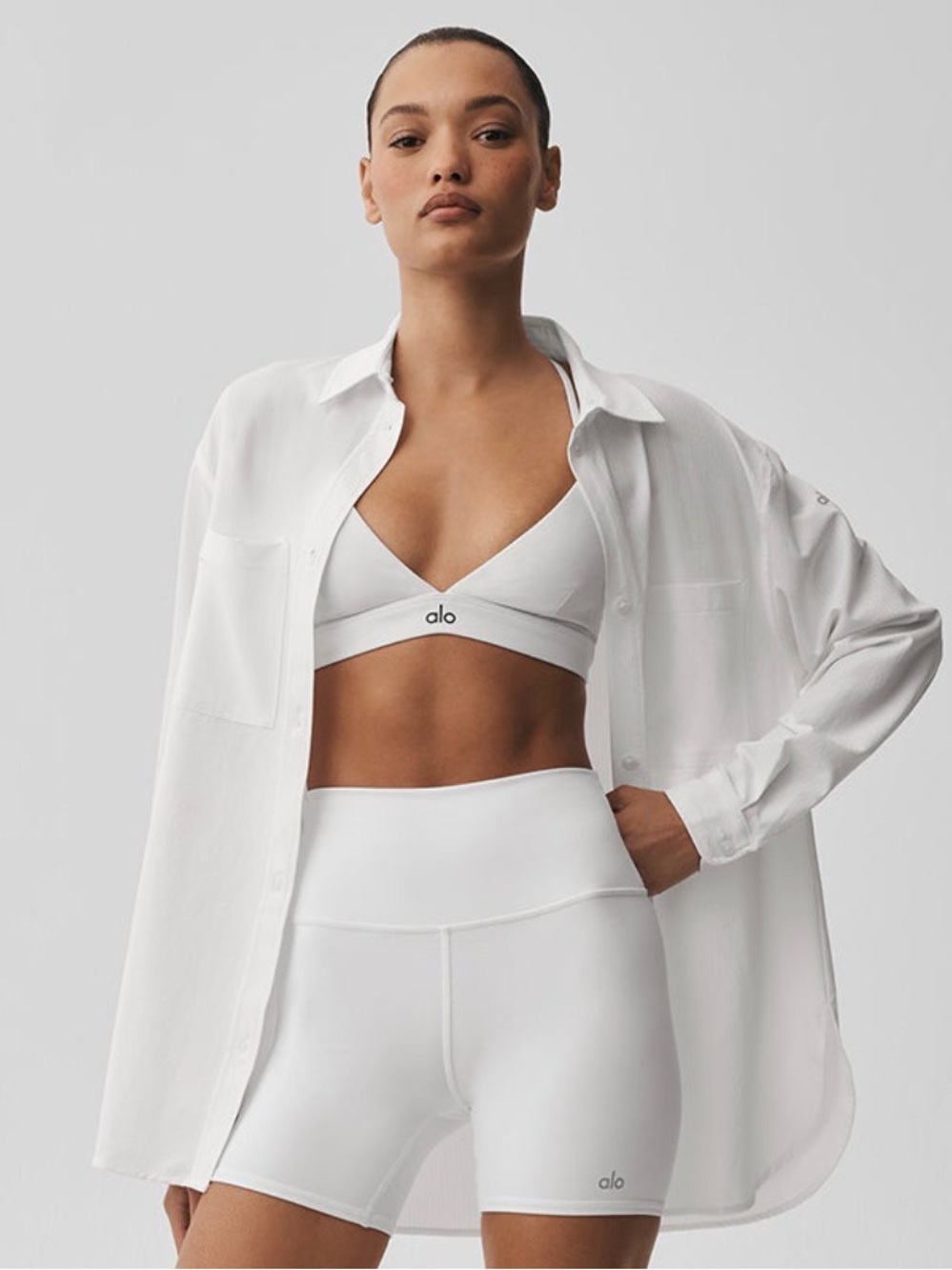 ALO Yoga Dreamscape Button Down Long Sleeve - White